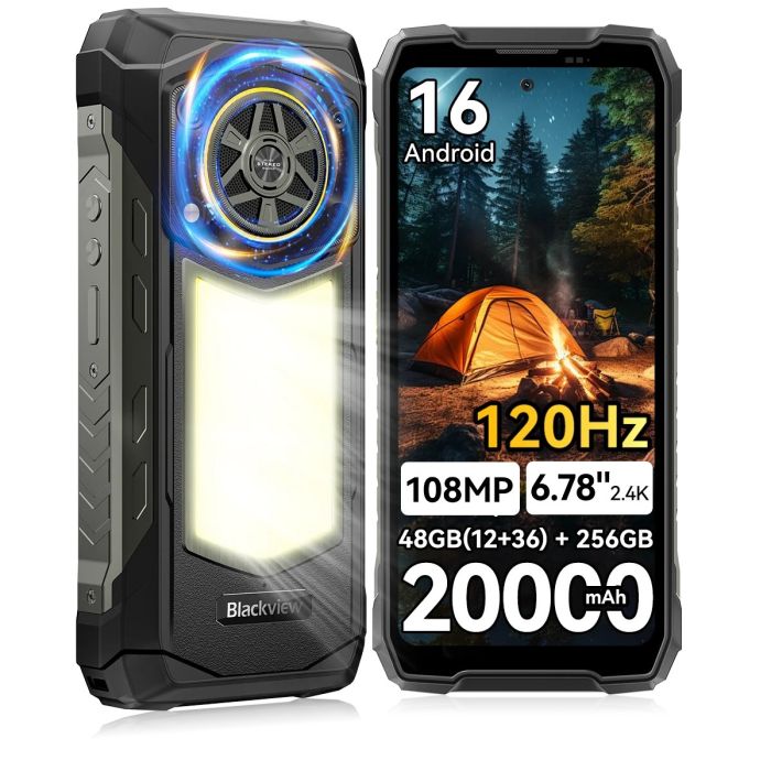 Blackview ROCK 5 strapabíró okostelefon 20000mAh 6.78" 2.4K 120Hz kijelző Helio G100 12GB 256GB 108MP kamera 20MP éjjellátó Android 16