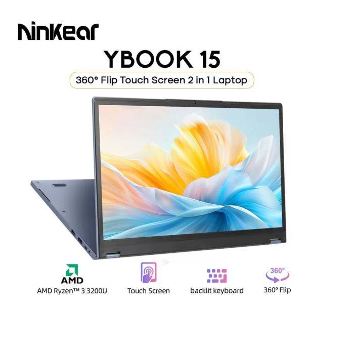 Ninkear YBOOK15 2 az 1-ben laptop, 360°-ban kihajtható, 15,6"-os FHD IPS érintőképernyős tablet, AMD Ryzen™ 3 3250U 16G DDR4+512GB SSD, Windows 11 Pro