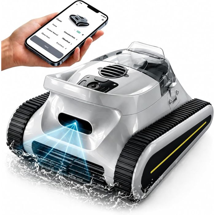 Seauto SAT30 Cordless Robotic Pool Cleaner 4800 GPH Powerful Suction 180 Min Runtime 7800mAh Battery 2150 Sq Ft Coverage Smart App Control Automatic Parking Grey