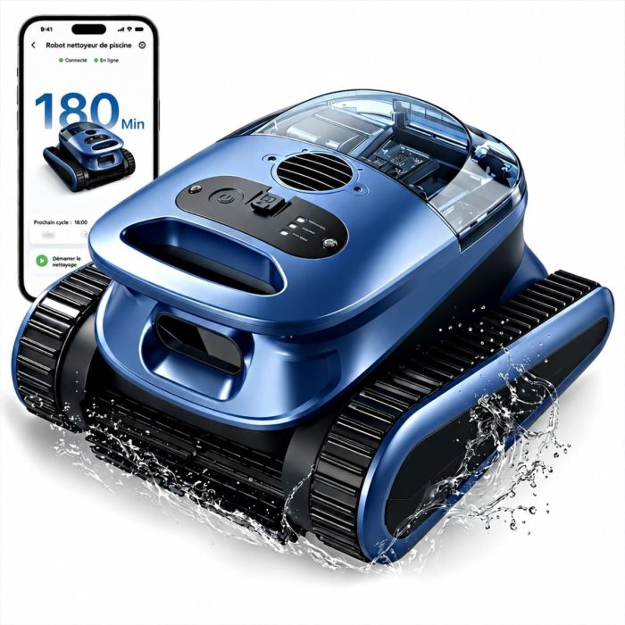 Seauto SAT30 Cordless Robotic Pool Cleaner 4800 GPH Suction 180 Min Runtime Wall Climbing Waterline Cleaning App Control for Pools up to 2150 Sq Ft