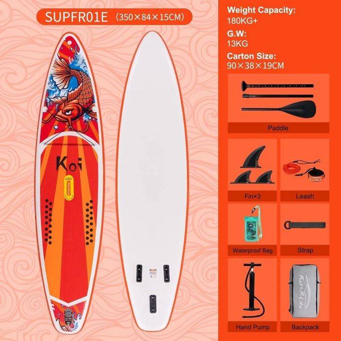 Funwater SUPFW50A/B/C Inflatable Stand Up Paddle Board 350*90*15cm Weight Capacity 200KG+ 【EU Stock – Ships Immediately & $30 Off with Exclusive Code】