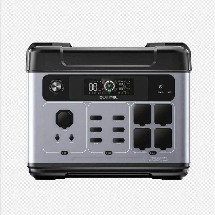 OUKITEL P2001E Plus hordozható erőmű, 2400 W AC kimenet, 2048 Wh LiFePO4 akkumulátor, 13 aljzat, 80%-os töltés 1 óra alatt, intelligens alkalmazásvezérlés, 400 W/800 W/1200 W/1800 W beállítás, 2000 W UPS < 10 ms, max. 500 W napelemes bemenet, IP54 po