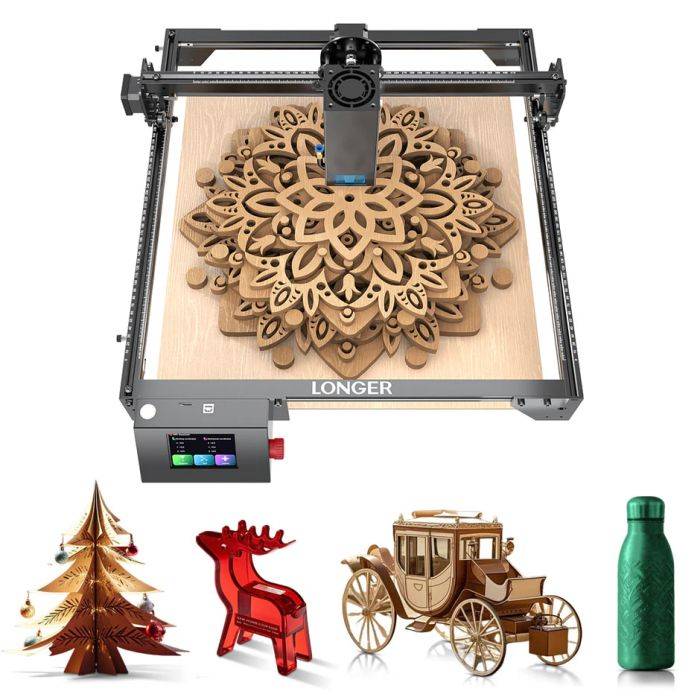 LONGER RAY5 10W Laser Engraver, 0.06x0.06mm Laser Spot, Air Assist, Touch Screen, Offline Carving, 32-Bit Chipset, WiFi Connection, Working Area 400x400mm 【EU Stock – Ships Immediately & Get $10 OFF】