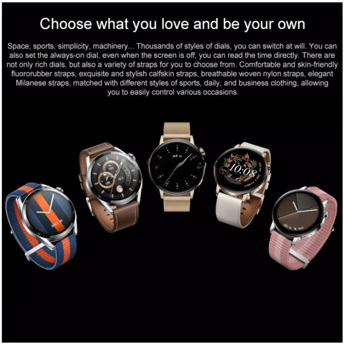 HUAWEI WATCH GT 3 Smart Watch 46mm Coffe Rubber Wristband, 1.43