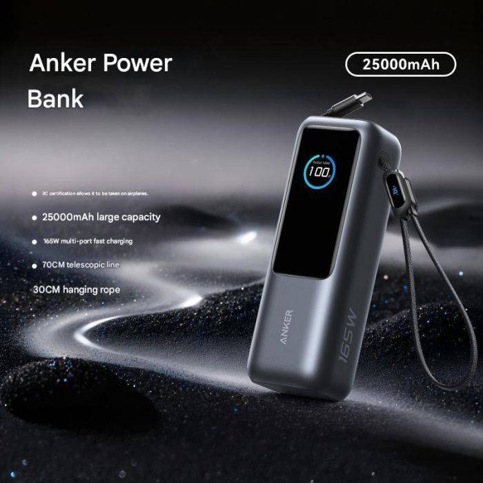 Anker laptop töltő 25000mAh külső akkumulátor 3 db 100W-os USB-C porttal több eszköz töltéséhez