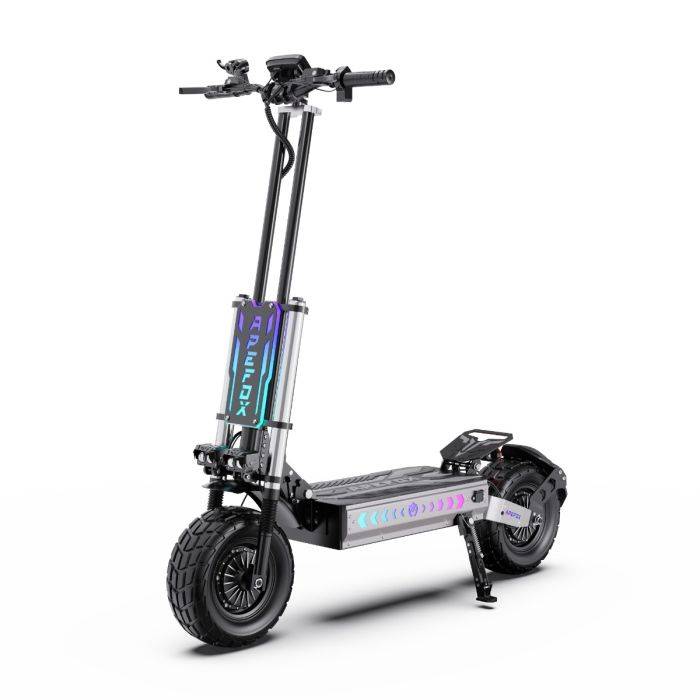 APEFOX T90 Elektromos Roller 60V 31.2AH Akkumulátor Dupla 2100W Motorok 25KM/H Végsebesség 13 hüvelykes Terepjáró Gumiabroncsok 100KM Hatótávolság Összecsukható E-Roller - Fekete Szürke