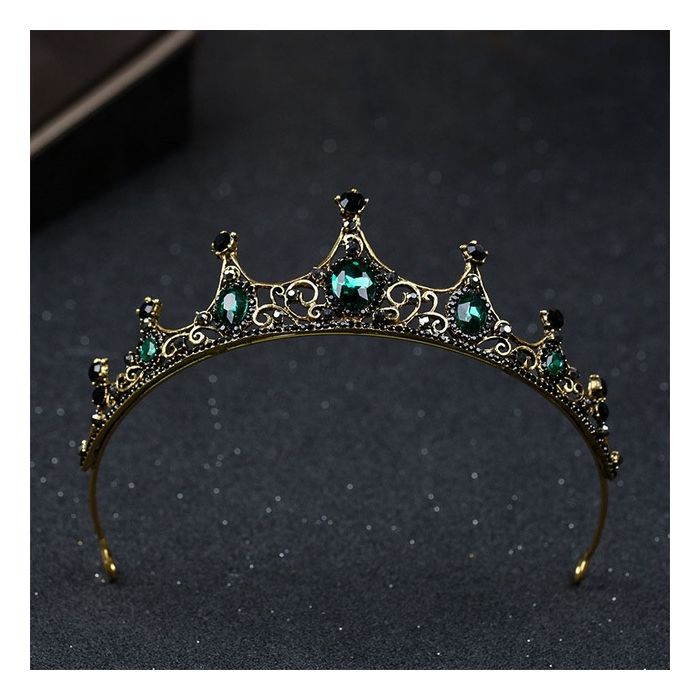 Baroque Green Crystal Tiaras Crowns for Women Girls Bride Wedding Hair Jewelry Amazon.com: Fairyu Baroque Wedding Bride Crown and Tiaras  main image 3