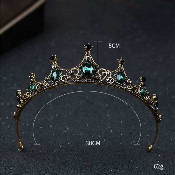 Vintage Small Baroque Green Crystal Tiaras Crowns for Women  display picture 2