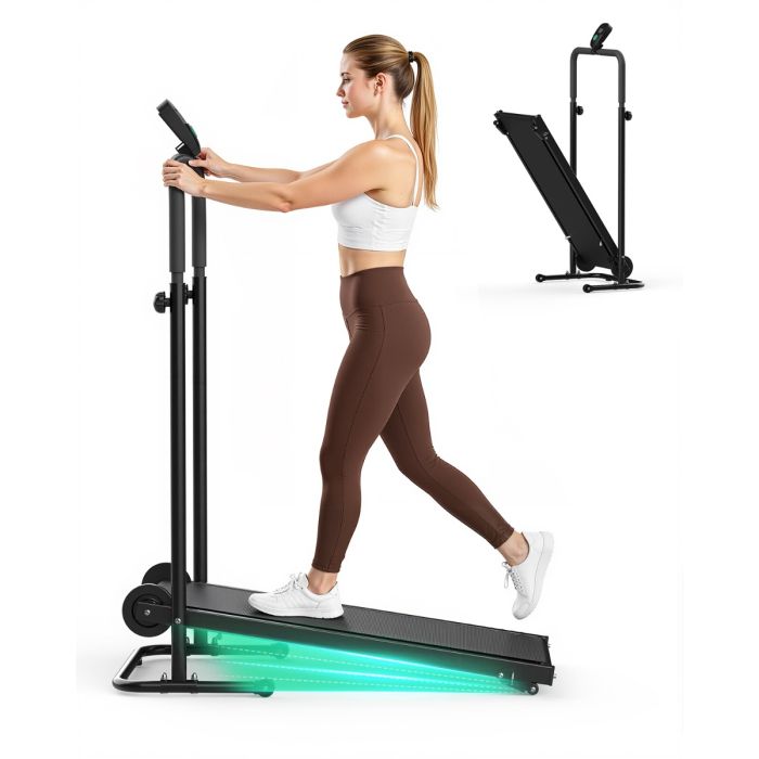 Akluer RJ401 nem motoros, önmeghajtású futópad, dupla lendkerék, összecsukható járópad, 3 ellenállási szint, 150 kg teherbírás
