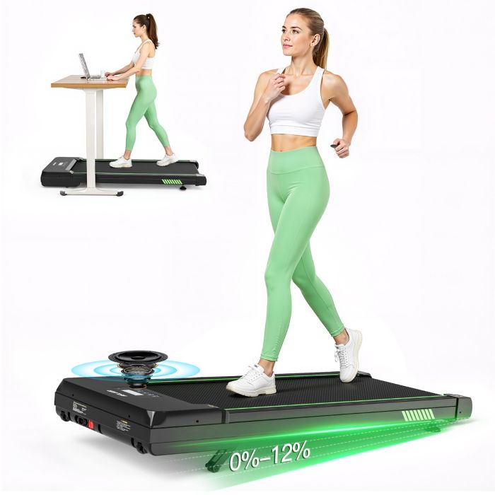 Akluer TW140L Under Desk Walking Pad with Auto Incline 12 Percent 2.5HP Quiet Motor 6 km/h Speed 150kg Capacity Smart App Bluetooth Speaker and Remote