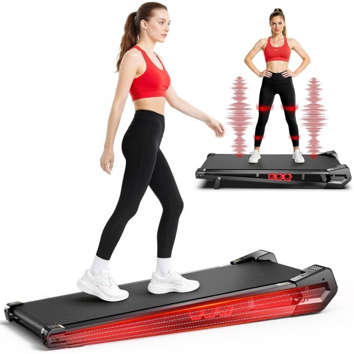 Akluer S49AD 3 in 1 Folding Treadmill with Brushless Motor 4 MPH Walking Speed 300 LB Capacity 8 Modes Remote Control and LED Display for Home Office