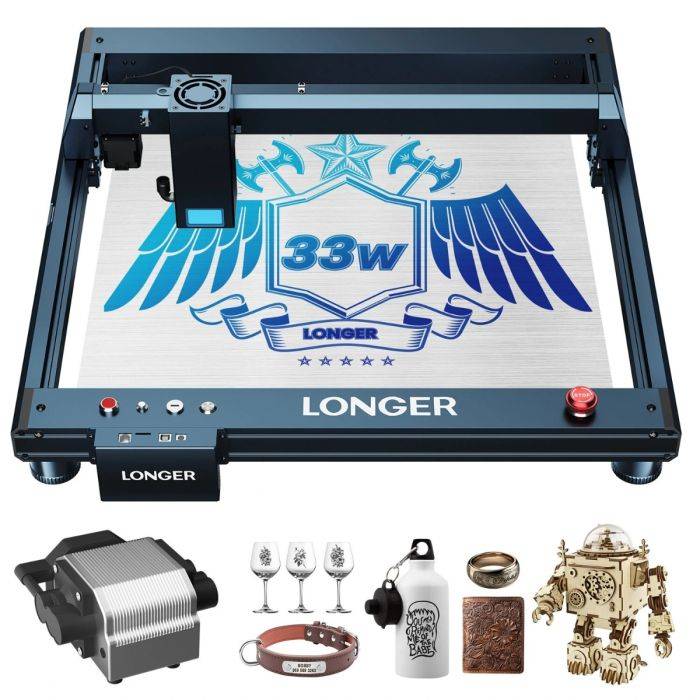 [EU Direct] Hosszabb lézer B1 30W (33-36W kimeneti teljesítmény) 6 magos lézerfejjel, a lézergravírozó növeli a vágási kapacitást, 450 x 440 mm-es gravírozási terület