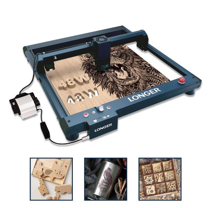 LONGER Laser B1 40W Gravírozó Vágógép 36000mm/perc Nagysebességű Diódalézer Technológia Gravírozás 450*440mm Munkaterület USB TF Wifi APP