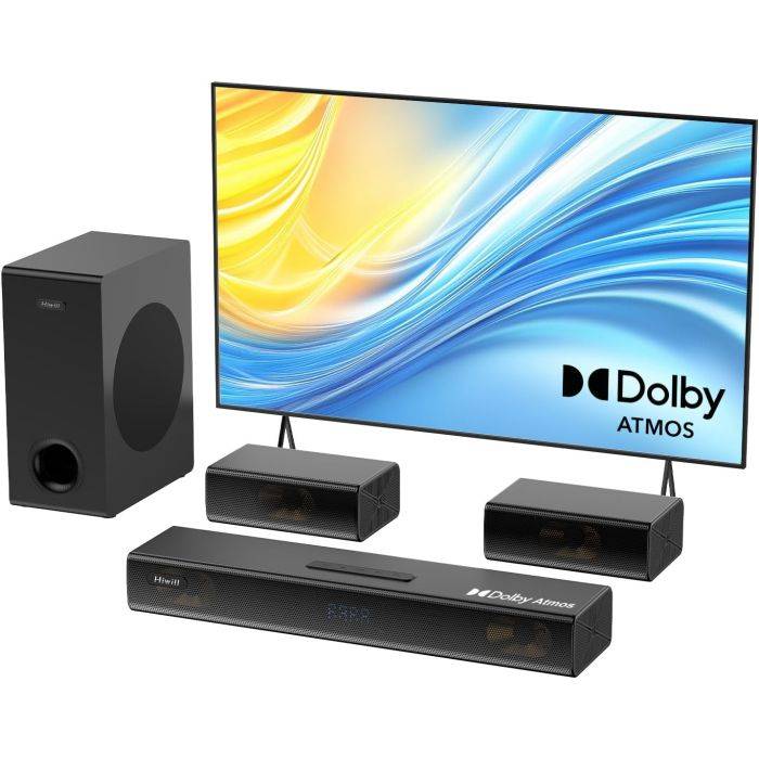 Hiwill A512 5.1.2CH Dolby Atmos Soundbar,Surround Sound System for TV,Soundbar for TVs with 6.5 Inch Subwoofer for Home Theater - EU Plug 