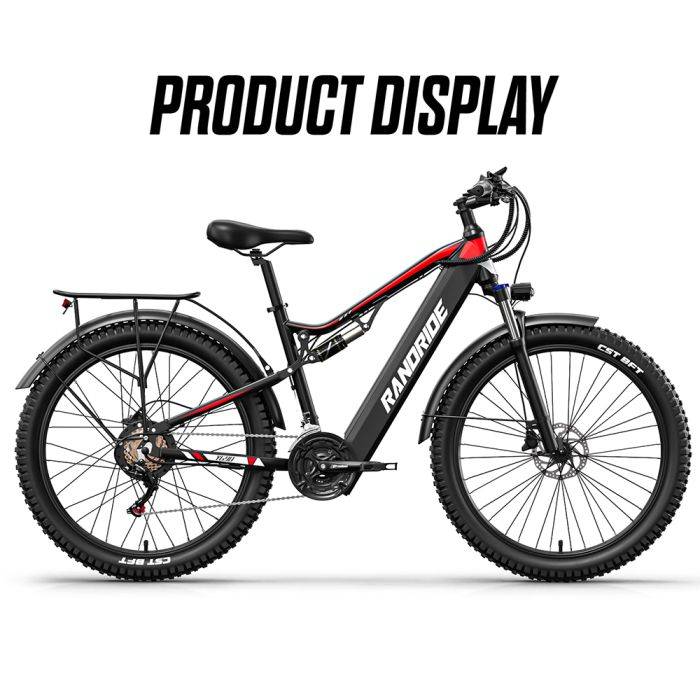 RANDRIDE YG90B elektromos kerékpár 1000 W-os motorral 45 km/h maximális sebességgel 48 V 17 Ah kivehető akkumulátorral 80-90 km hatótávolsággal 27,5 * 2,4 colos CST gumiabroncsokkal 120 km