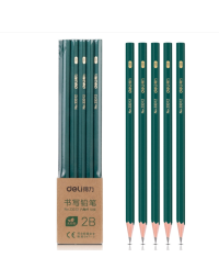 Deli 10 / pack hexagonal rod pencils for elementary school students writing exams sketching pencils children's stationery supplies-2B