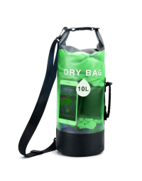 Outdoor Dry bag Beach bag Anti-water bucket bag Transparent PVC anti-water bucket bag Drift waterproof bag swimming bag-10L-Green