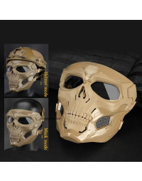 Skull Horror Helmet Mask Outdoor Sports Windproof Tactical Mask-Khaki
