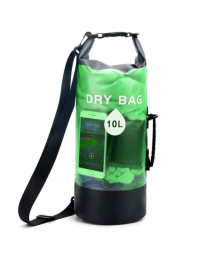 Outdoor Dry bag Beach bag Anti-water bucket bag Transparent PVC anti-water bucket bag Drift waterproof bag swimming bag-20L-Green