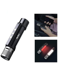 NexTool 6 In 1 Zoomable Flashlight 1000LM 3 Mode Dual Light Source 2600mAh LED Light Torch Power Bank Life Dec Alarm Flashlight-NexTool (6 in 1)-Black-USB Charging