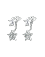S925 Sterling Silver Platinum Plated Five-pointed Star Earrings