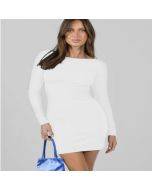 Tight, long-sleeved hip wrap dress