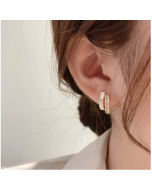 Shell Double Layer Earrings with Diamond Earrings