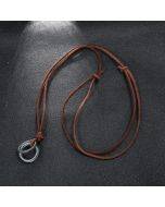 Vintage beach style cowhide necklace simple men's round leather rope long necklace