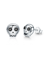 Skull Shape S925 Sterling Silver Stud Earrings Zircon Earrings