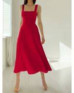 NEW WOMEN'S THICK STRAPS MIDI DRESS