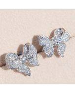 Micro-inlaid zirconium earrings, bow tie, small and versatile earrings