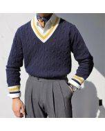 Retro Gentleman Simple Contrast Color V-neck Sweater