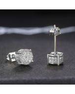 Explosive full diamond hip hop men's earrings micro-bezel set zirconia plating round earrings