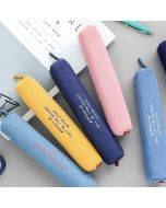 Customized solid canvas pencil pen bag students zipper pouch pencil case for school