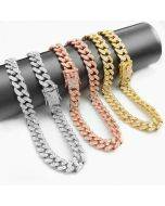 The new special price hot style with the same style 12mm wide public rap hip-hop Cuban chain big gold chain factory direct sales