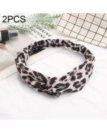 2 PCS Printing Leopard Cross Headband Women Turban Hairband Stretch Twisted Knotted Headwear