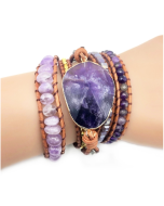 Women Handmade Boho Natural Amethyst Bracelet