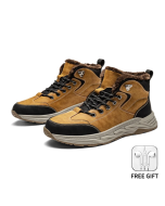 OEING Men's Shoes Casual Sneakers Winter High-tops Plush Lining Warm Leather Upper Rubber Sole Free Shipping Men's Sneakers