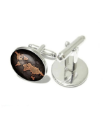2 PCS World Map Pattern Cufflinks Antique Retro Bronze Cufflinks