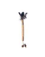 Cat Teething Stick Toy Teeth Cleaning Catnip Teasing Stick(Black Feathers)