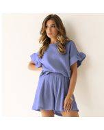 Cotton two-piece short-sleeved shorts pajamas set comfortable and skin-friendly