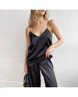 Ladies Pajamas Camisole Ice Silk Comfortable Cool Pajama Pants