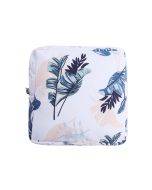 Girls Portable Sanitary Napkin Storage Bag Cosmetic Lipstick Bag(White Leaf)