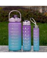 3pcs/set Gradient Plastic Sports Kettle Portable Straws Space Cup(Purple Blue)