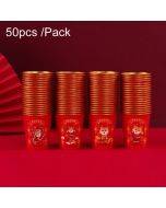 50pcs /Pack Dragon Year Golden Paper Cup Golden Foil Spring Festival Disposable Paper Cup(Patterns Randomly Delivery)