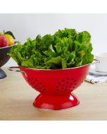 Stainless Steel Round Double Ear Fruit Plate Tray(Red)