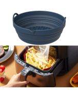 Air Fryer Silicone Baking Tray Folding Cake Baking Tray Baking Pad, Size: 7.8 Inches(Navy)