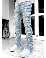 Street Chic Stretch Patch Denim Straight Leg Pants