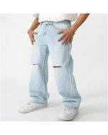 Men's Knee Ripped Grind White Loose Jeans