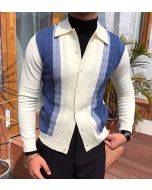 Gentleman's Autumn And Winter Contrast Knit Cardigan